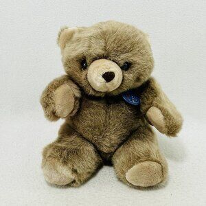 Vintage Ome Teddy Bear Call Me Plush 9” Gray Chubby Beer Pot Belly Badge Korea